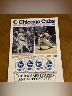 Chicago Cubs Wrigley Field 1990 Scorecard Poster - Blue & White